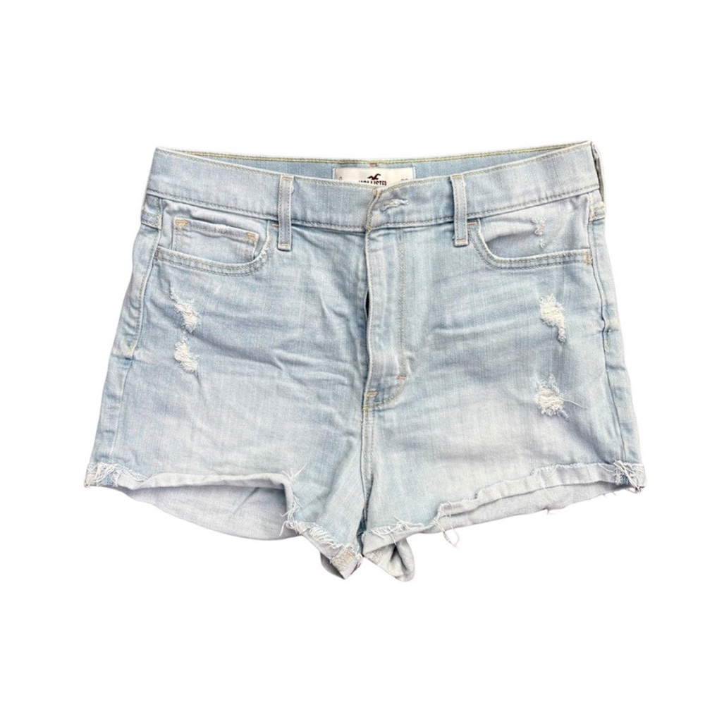 Hollister Blue Jean Shorts High-Waisted Distressed Women's Size 9 Coastal